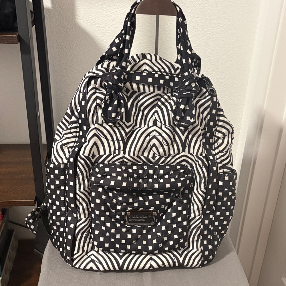 Marc By Marc Jacobs Black and White Patterned Backpack